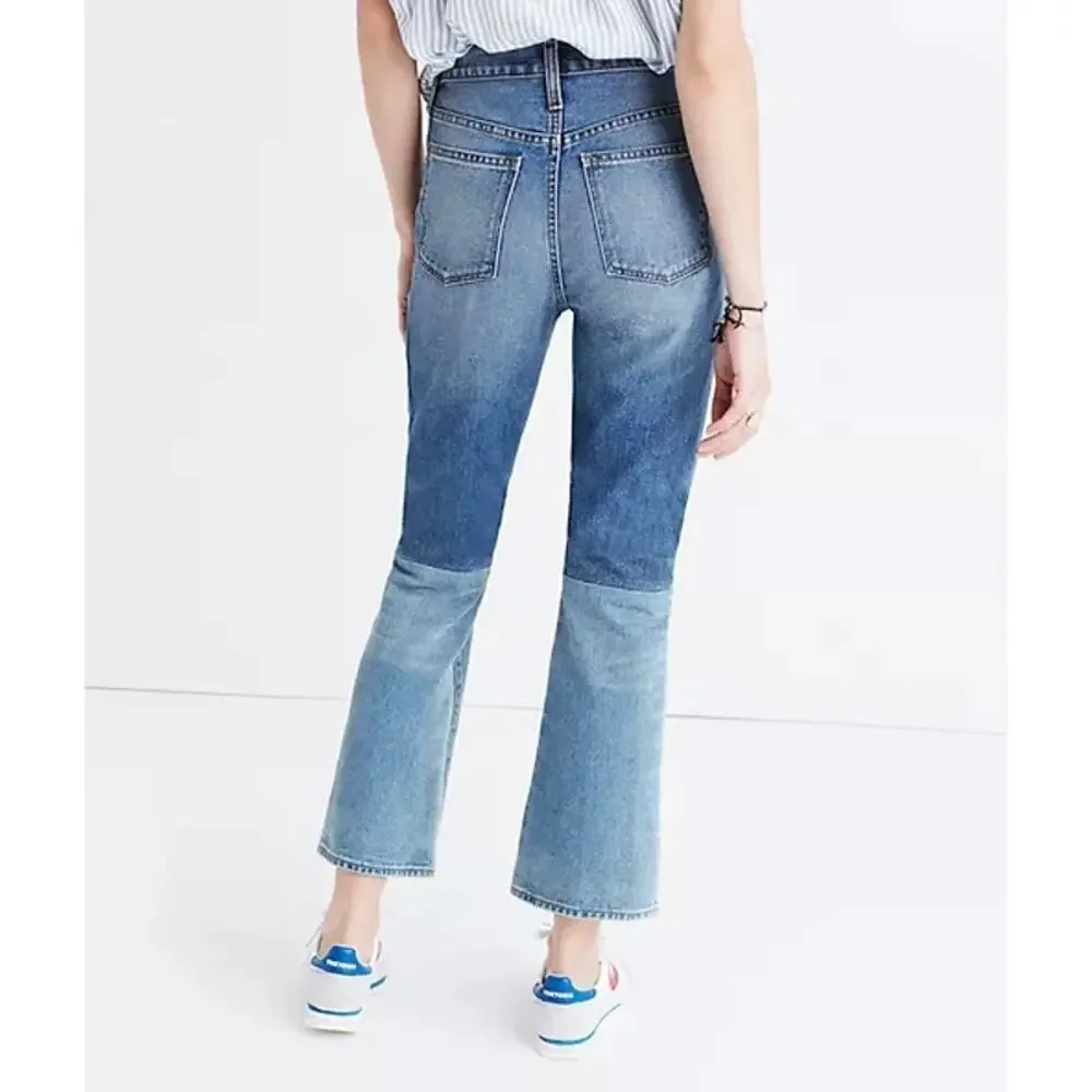 MADEWELL Retro Crop Bootcut Jeans Womens 27 Blue Two Tone Edition High Rise - Picture 2 of 13
